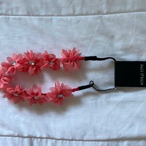 Full Tilt Women’s Pink Daisy Headband with Silver Rhinestones